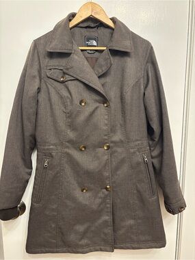 The North Face Women's Charcoal Brown Double-Breasted Insulated Trench Coat
